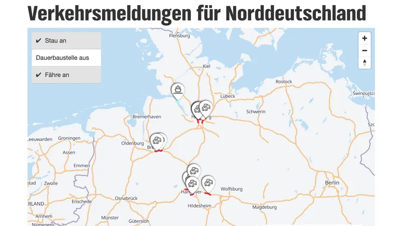 Verkehrsmeldungen für Norddeutschland